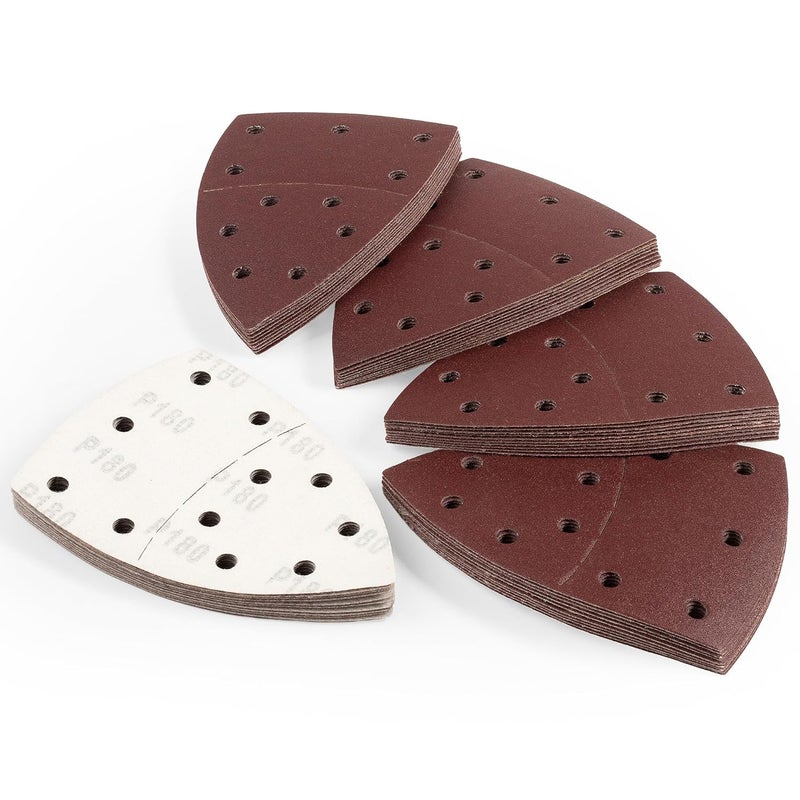 Shawya 50 PCS Mouse Sander Sandpaper for Mouse Sander 11 Hole Detail Sandpaper Sanding Paper 180 Grit Hook and Loop Sander Pads Triangular Sanding Sheets Abrasive Sanding Paper - Image 2